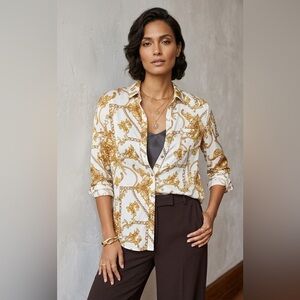 Gold and White Women's Top